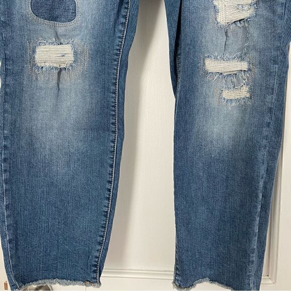 Torrid Blue Distressed Boyfriend Stretch Straight Leg Shredded Plus Size 18 - Picture 3 of 8